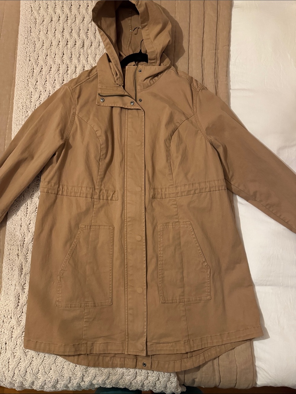 Market & Spruce Hooded Trench Coat — Camel